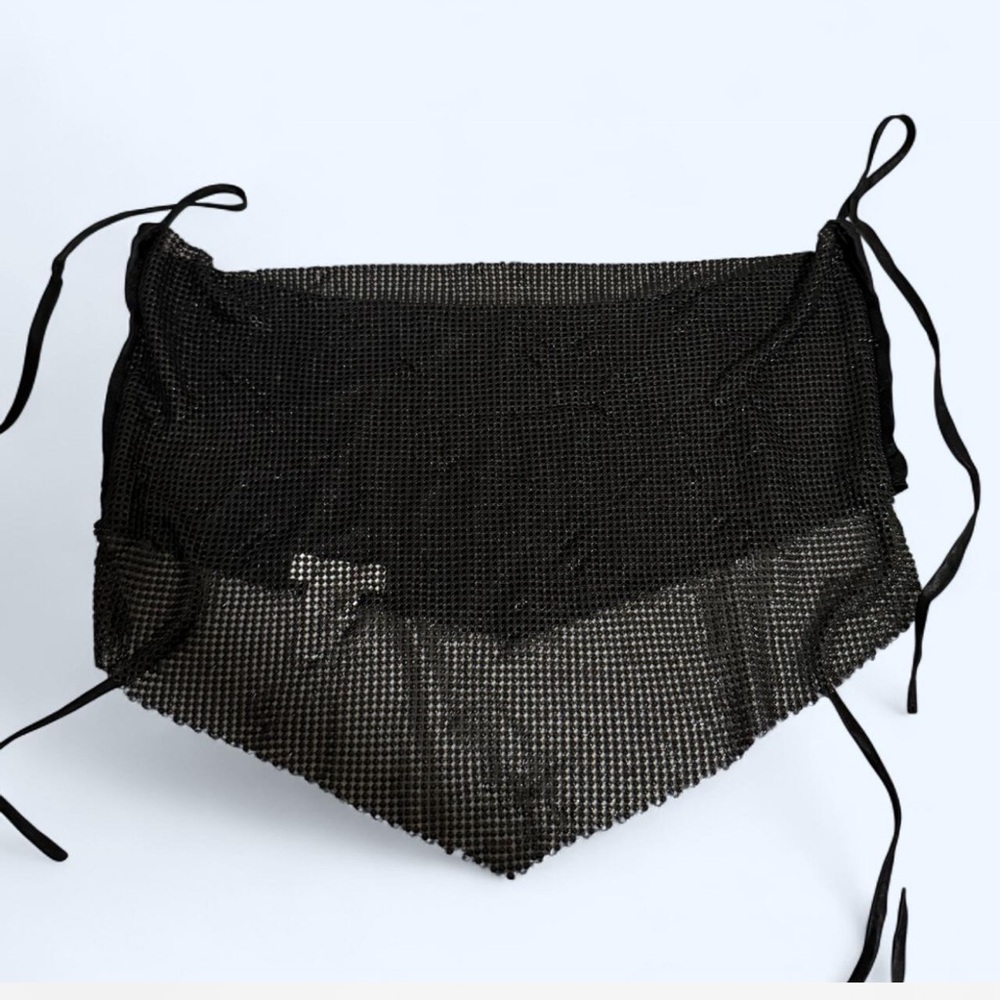 Black Beaded Bandana Mesh Top
